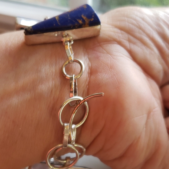 Bracelet,  lapis lazuli gemstone, 925 silver, hand - Picture 10 of 14